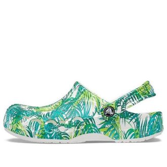 Crocs 4 Utskrift Utendørs Flat Hæl Strandsport Hvit Grønn Sandaler &laquo;Hvit Grønn&raquo; 206230-1C8