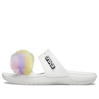 Crocs Classic Fur Sure sandaler med 2 stropper &laquo;White&raquo; 207405-100