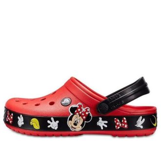Crocs Crocband tegneserie Mikke Mus slitasjebestandige unisex røde svarte sandaler &laquo;Red Black&raquo; 204936-90H