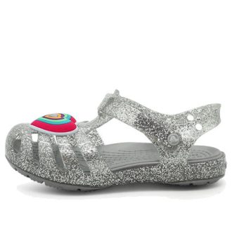 Crocs (GS) Isabella Glitter Flat Sandaler &laquo;Grå sølv&raquo; 205038-040