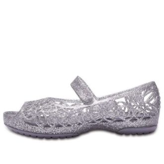Crocs (GS) Isabella Glitter Peep Toe Sandaler &laquo;Silver&raquo; 202602-040