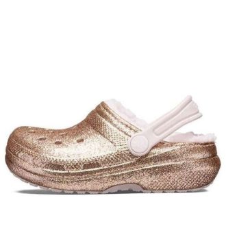 Crocs (GS) klassiske forede glittertresko &laquo;Gold Pink&raquo; 207462-2UB