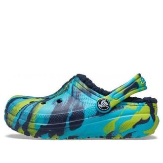Crocs (GS) klassiske forede marmorerte tresko &laquo;Blue Tie Dye&raquo; 207238-4HQ