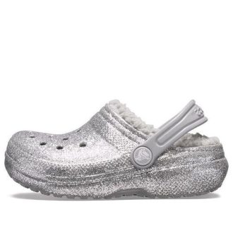 Crocs (GS) klassiske glitterfôrede tresko &laquo;Silver Grey&raquo; 205937-00N