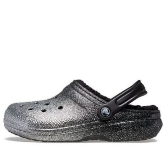 Crocs klassiske glitterfôrede tresko &laquo;Black Silver&raquo; 205842-067