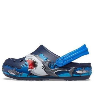 Crocs (PS) Funny Shark Pattern Outdoor Flat Heel Sports Deep Blue Sandaler 207070-410
