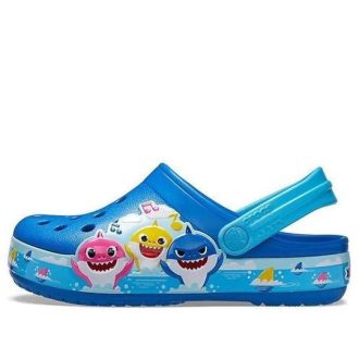 Crocs (PS) Funny Shark Small Crocs Outdoor Flat Heel Beach Sports Blue Sandaler 206704-4JL