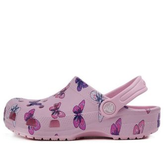 Crocs (PS) Klassisk tresko sommerfuglmønster utendørs flathæl Sports rosa sandaler 206414-6GD