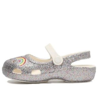 Crocs (PS) Outdoor Flat Heel Shiny Sports Silver Sandaler 206370-93R