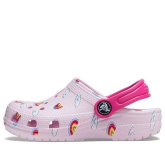 Crocs (TD) Crocs klassiske grafiske trykk tresko &laquo;Pink&raquo; 207321-6GD