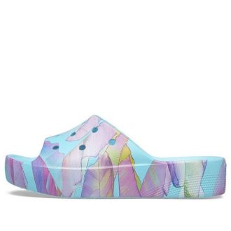 Crocs (WMNS) Classic Platform Palm Print Slide &laquo;Blue Multi-Color&raquo; 208607-4NQ