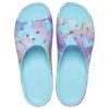 Crocs (WMNS) Classic Platform Palm Print Slide &laquo;Blue Multi-Color&raquo; 208607-4NQ