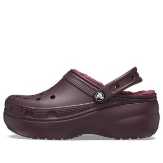 Crocs (WMNS) klassiske plattformforede tresko &laquo;Dark Cherry&raquo; 207938-6WD