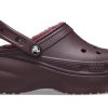 Crocs (WMNS) klassiske plattformforede tresko &laquo;Dark Cherry&raquo; 207938-6WD
