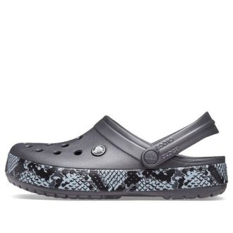 Crocs (WMNS) Slangemønster grafittsvarte sandaler 206380-02W
