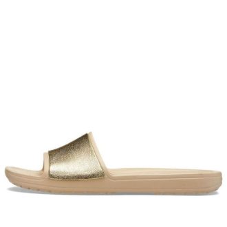 Crocs (WMNS) Sloane Shine Low Slide Minimalistisk Uformell Flat Brun Gullfarge Tøfler &laquo;Brown Gold&raquo; 206921-212